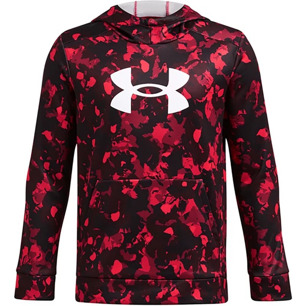 Under Armour Boys' Red Camo Hoodie with White Logo - Performance Fleece